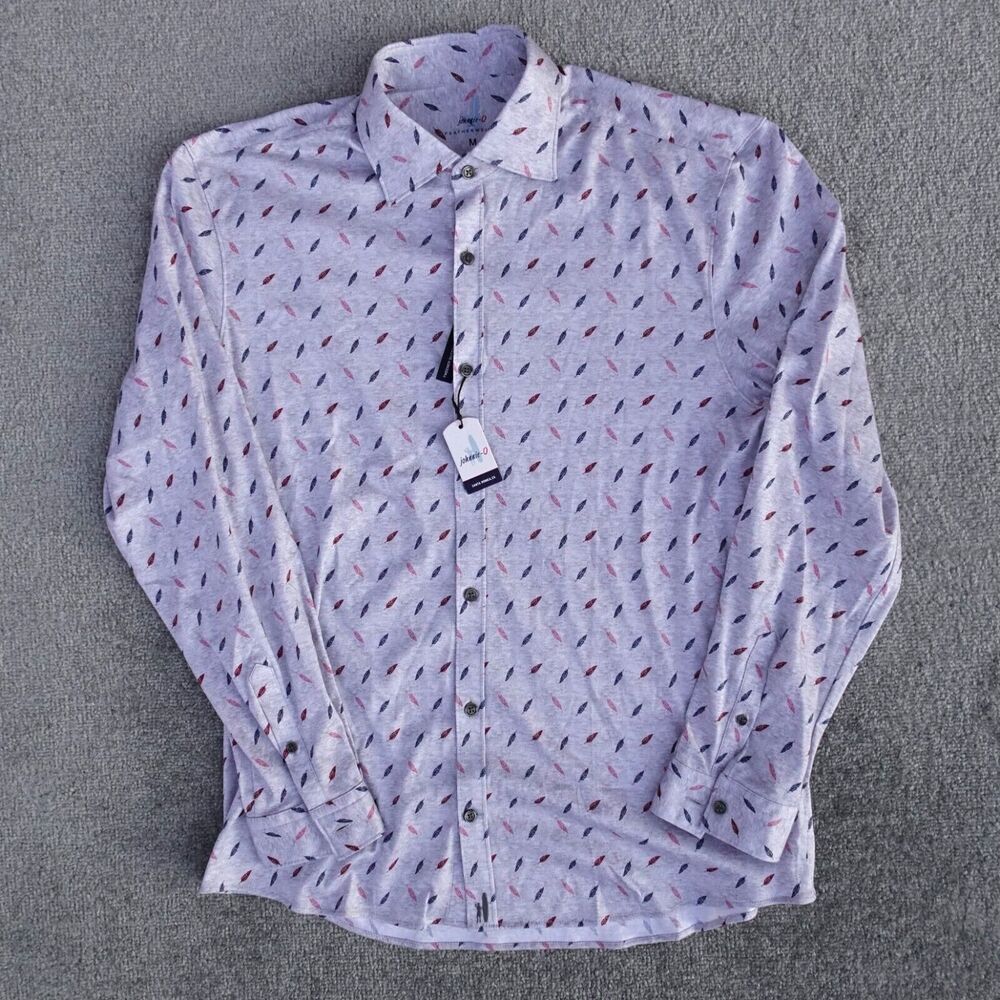 johnnie-O Shirt Mens Medium Gray Ruskin Featherweight Button Up Long Sleeve NWT